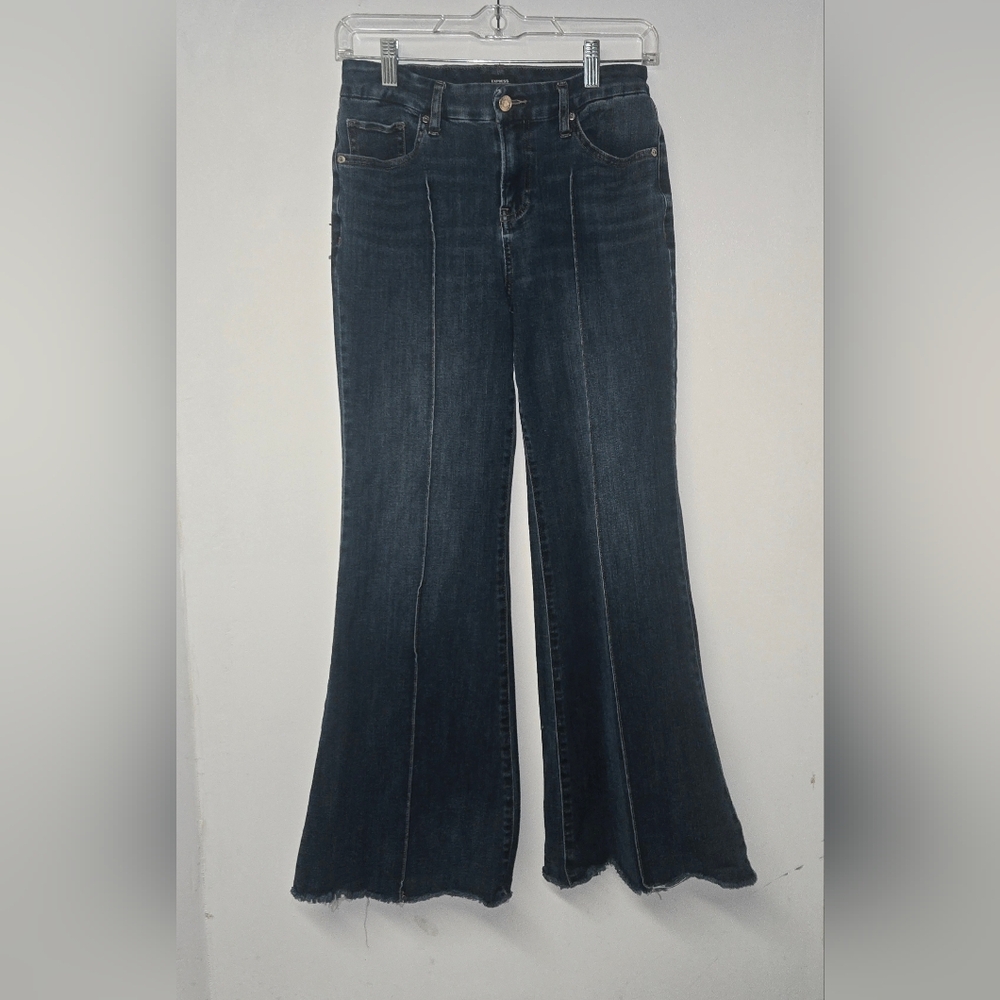 Express Dark Indigo Flared Jeans